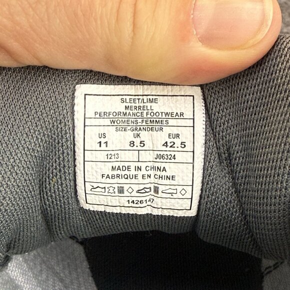 ✅Merrell Allout Fuse Trail Running Shoes Womens Size 11 Sleet/Lime J06324 *STAIN - Picture 5 of 13